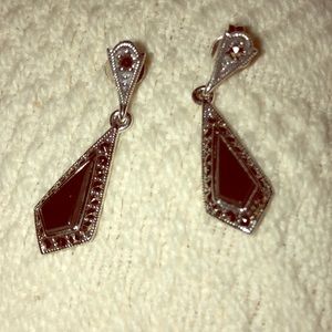 Jewelry - Sterling Silver Kite Black Onyx Marcasite Earrings Jewelry - Sterling Silver Kite Black Onyx Marcasite Earrings